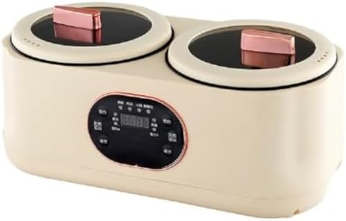 Brfveob 炊飯器、ミニ、一人暮らし、調理、食品グレードのノンスティック内釜を備えた多機能ダブルボイラー、スマート予約、一人用、一人暮らし、お手入れ簡単、少量。ミニ110Vダブルボイラー電気鍋、スマート予約付き全自動多(シングルポット+蒸し器) (ベー
