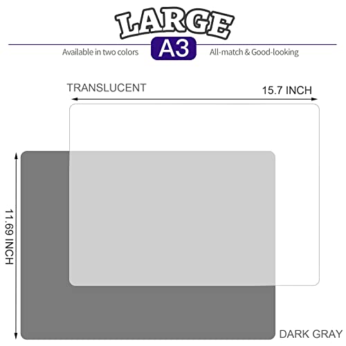Image of LEOBRO Silicone Mat for Resin Molds, 2 PCS 15.7 inch x 11.7 inch Play Dough Mat, Silicone Mats for Crafts, Jewelry Molds Mats, for Resin, Clay, Paint, Dark Gray & Clear