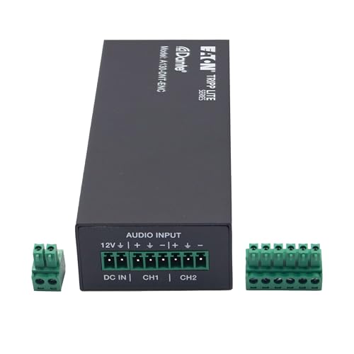 Image of Eaton Tripp Lite Series Dante 2-Channel Analog Audio Encoder with PoE Power Supply Option up to 100 Meters (328 ft), Phoenix Connector, PCM 2.0 44.1kHz /48kHz /96kHz up to 24 Bit (A130-DNT-ENC)