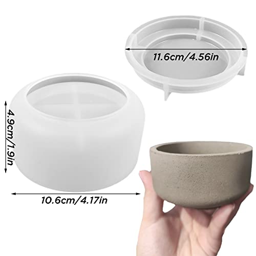 Storage Box with Lids Candle Jar Molds Set, Creative Silicone Candle Vessels Pot Molds, Concrete Round Stripe with Cover Bottle Making Moulds for Storage Candle Holder (A)