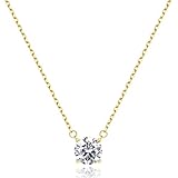 Jewlpire Gold Necklaces for Women Girls, Dainty Gold Necklace with Birthstone Zirconia for Birthday Wedding Anniversary Mother's Day Valentine's Day Graduation Christmas Jewelry Gifts-White Diamond
