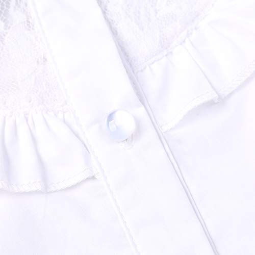 OCHENTA Girls Button Down Shirt Long Sleeve Ruffle Collar Blouse with Bowknot Lace for School Uniform Daily2