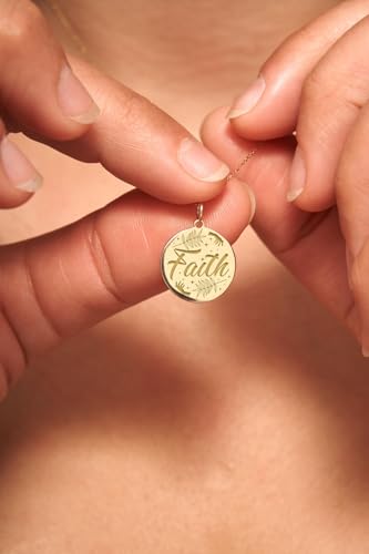 Collier médaille Foi gravée en argent plaqué or, le cadeau idéal