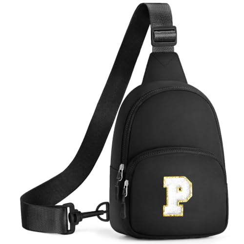 YOOLIFE Birthday Gifts for Teen Girls Kids Initial Crossbody Bag, Black P