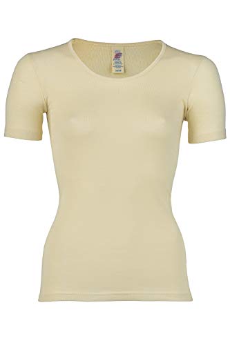 Women's Thermal Base Layer Top  Short Sleeve Moisture Wicking Merino Wool Silk Undershirt (EU 38-40 | Small, Natural)