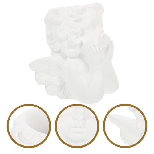 Pot de fleur mignon avec figurine d'ange léger en résine blanche durable