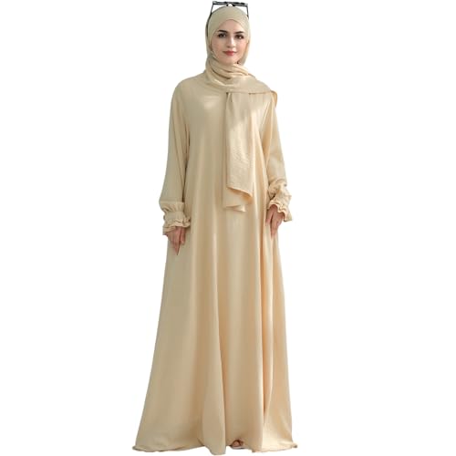 Khalat Women's Beige One Size Maxi Abaya Dress with Hijab
