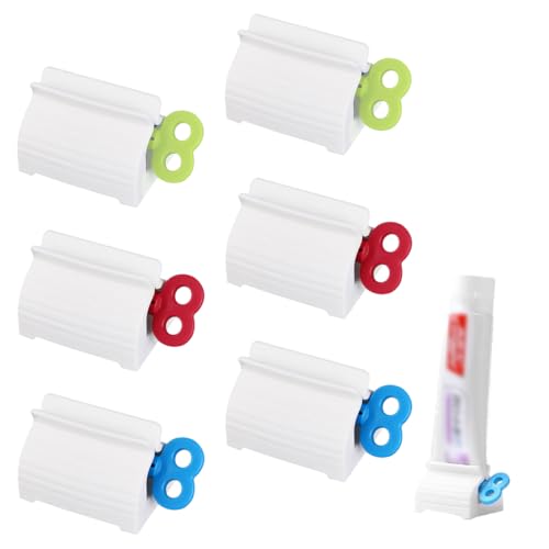 MUNZE Spremi Tubetto, 6 Pezzi (5 Cm), Colori Verde Rosso E Blu, Spremitore Manuale Rotante Per Dentifricio, Pittura E Cosmetici, Distributore Compatto Pratico