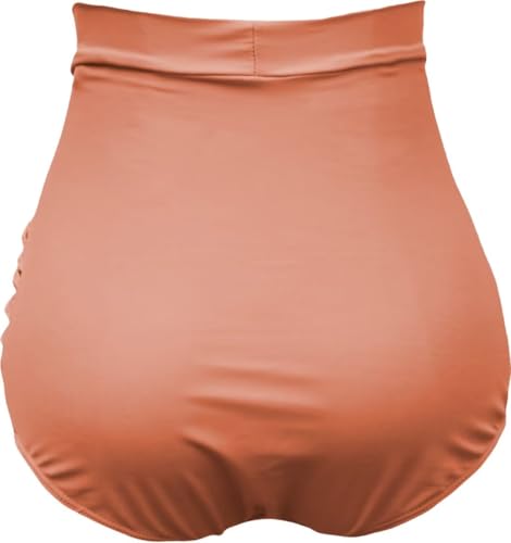 COCOPEAR Women's Ruched High Waisted Bikini Bottom Retro Vintage Swim Short Tankinis Pla177 3XL — view 3