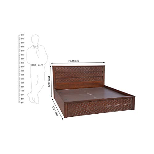 Image of HomeTown Solid Wood Victoria Box Storage King Size Bed (Antique Cherry)
