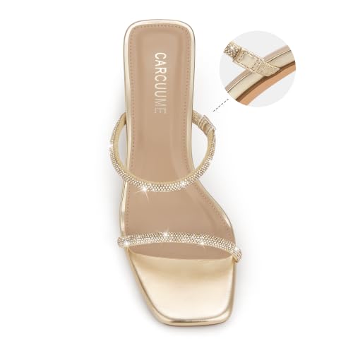 Image of Carcuume Women's Block Heel Square Open Toe Two Strap Mule Sandals