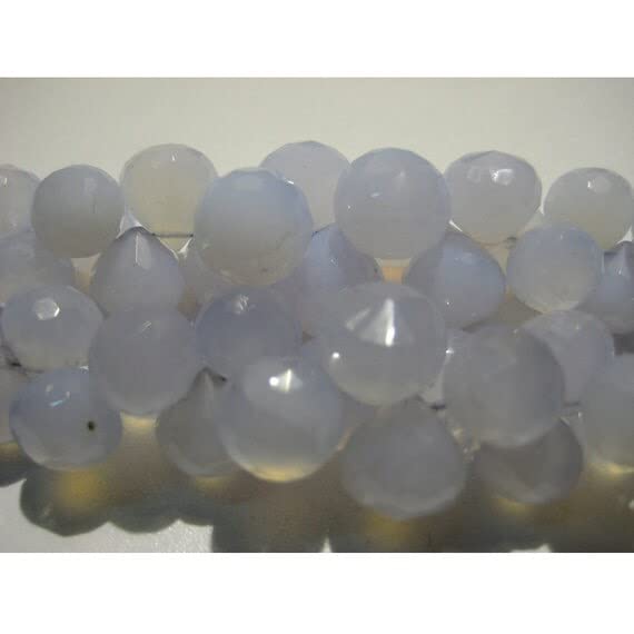 Chalcédoine aqua perle briolette oignon en pierre gemme facettée 11mm