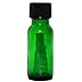 AURA VARIETY 72 BOTTLES BOSTON ROUND 1/2 OZ 15 ML GREEN GLASS BOTTLES WITH POLY CONE LINED BLACK CAPS