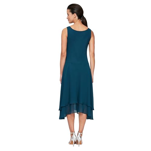 S.L. Fashions Women's Petite Mother of The Bride Dress with Embellished Neckline & Shoulder, Wedding Guest, Mid Teal, 14 by S.L. Fashions - Used condition - Image 4