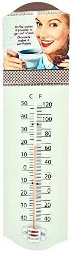 Blech-Thermometer im Vintage-Design, Kaffee Werbung Foto Nostalgie Postage, für Haus und Garten