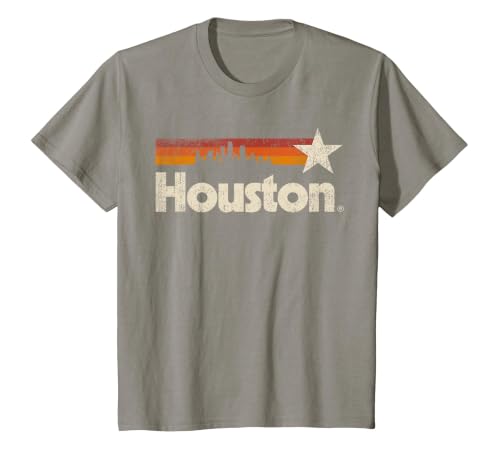 Vintage Houston City - Texas T-Shirt Houston Strong Stripes T-Shirt, Youth, Slate Grey, Medium