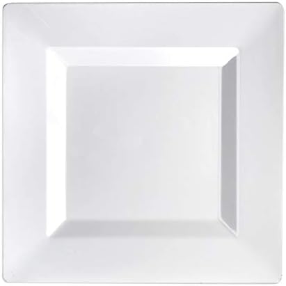 Party Essentials Party Supplies Disposable Classic Square Plastic Plates for Wedding/All Occasions, 6.5", 70-Count, White