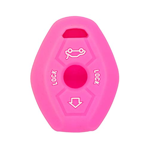 BROVACS Silicone Cover Protector Case Holder Skin Jacket Compatible with BMW 3 Button Remote Key Fob CV4902 Rose