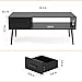 HAIOOU Coffee Table, Mid Century Modern Style Cocktail Table TV Stand with Drawer, Open Storage Shelf, Stable Floor-Anti-Scratching Pine Leg for Home, Office, Living Room - Black