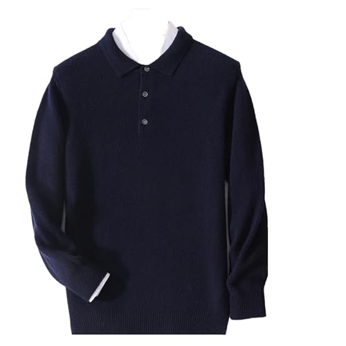 Dcvmvmn Men's Spring Long Sleeve Sweater Casual Merino Wool Pullover Basic Knitwear Jumper Navy Blue