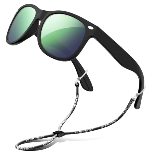 RIVBOS Kids Sunglasses Polarized UV Protection Flexible Rubber Glasses Shades with Strap for Boys Girls RBK004
