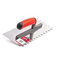 COMENSAL Zahnkelle 10 mm - Profi Edelstahl Glättekelle - Zahnspachtel zum Verlegen von Fliesen - Ergonomisch Griff - Made in EU - 280 x 130 mm