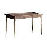 desk ashley furniture  Computer Desk Light Luxury Study Furniture PC Laptop Desk Simple Home Writing Desk Ash Wood Working Study Table with 2 Drawers and 3 Sides Baffle Brass Handle Home Office Desks Pc Table (1.22 Meters
