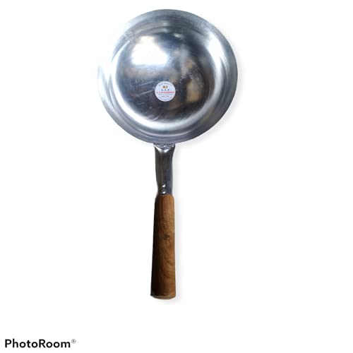 Image of A S Chinese Iron Handle KADAI Woke 12inch Diameter Wooden Handle