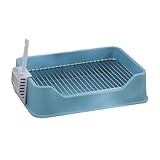 Dog Litter Pan Indoor Potty Tray with Spoon Small Animal Toilet Box for Small Dogs Ferrets Bunny Small Animals, Blue