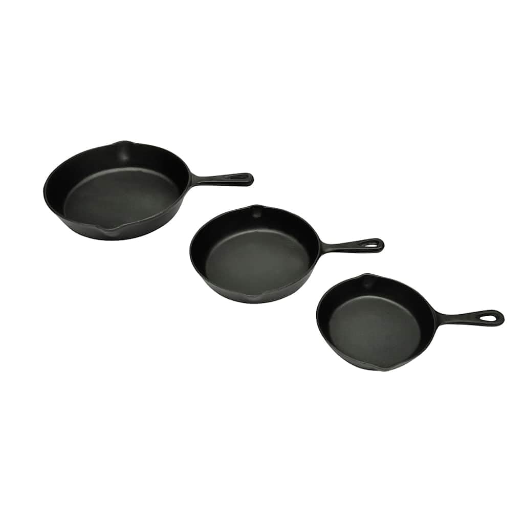 Lot de 3 poêles à frire en fonte compatible induction