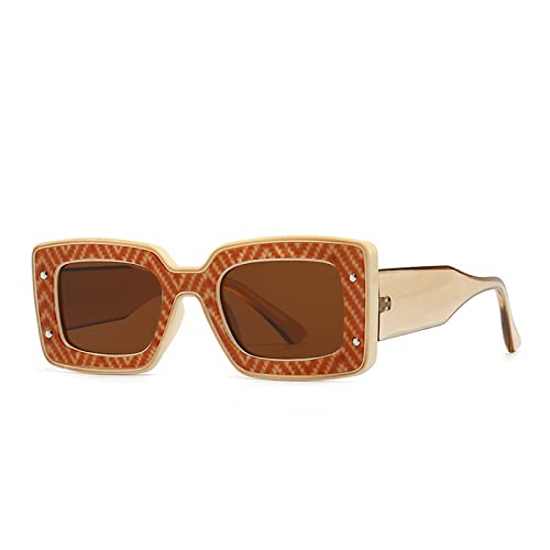 Image of Fashion Square Sunglasses For Women Men Rivet Decoration Luxury Ladies Sun Glasses UV400 Shades Lady Leopard Eyewear