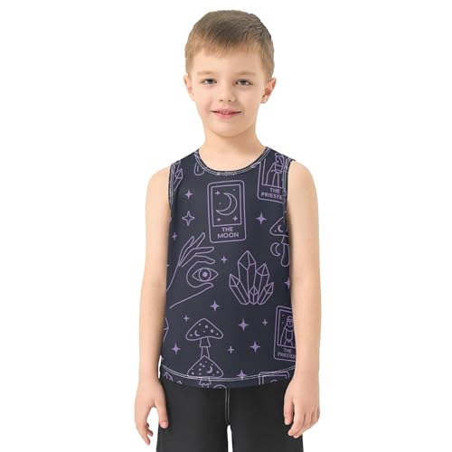 Witchy Mushrooms Purple Boys Athletic Tank Top Sleeveless Kids Vest Toddler Undershirts for Fitness Travel Swim 3T2