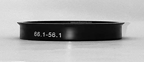 Centradores 4 Adaptadores de Llantas 66.1-56.1 Aros para Llantas de Aluminio Negro Plástico Compatibles con Coche de Pasajeros