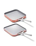 Caraway Sartén y parrilla Duo – Revestimiento de cerámica antiadherente – no tóxico, libre de PTFE y PFOA – Apto para horno y compatible con todas las estufas – Perracotta