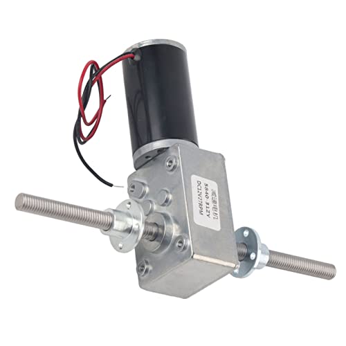 FTVOGUE 12V High Torque Dual M8 Shaft Worm Gear Motor showing electrical wires