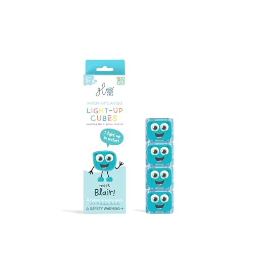 Glo Pals Original Water-Activated Light-up Sensory Bath Toy. 4 Reusable Light-Up Cubes. Kids Colourful Bath Time Fun. Childrens Light-up Sensory Play. Gift Suitable for Boys & Girls 3+ (Blair - Blue)