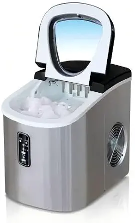 Ice Cube Maker 220V, Portable Commercial Ice Machine for Restaurants, Fast Ice Production, Stainless Steel Construction
