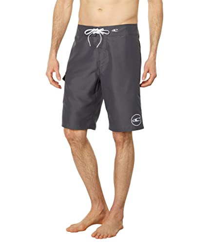 O'NEILL Men's 21 Inch Solid Boardshorts - Water Resistant Swim Trunks for Men with Quick Dry Stretch Fabric and Pockets,Anthracite/White-40