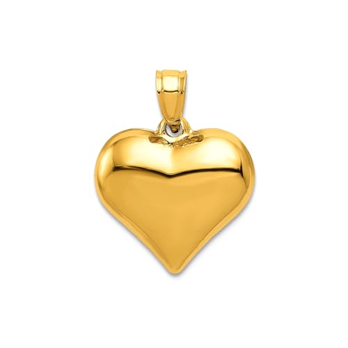 Real 14k Yellow Gold Polished Puffed Heart