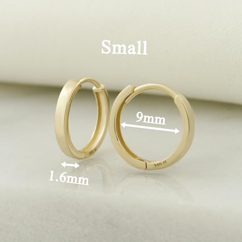 Image of 14k Solid Gold Huggie Earrings, Real Gold Earrings, Plain Gold Huggie Hoop Earrings, Simple Gold Huggie