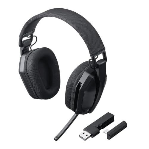 サンワダイレクト ワイヤレスヘッドセット ゲーミング 有線接続可能 軽量 169g マイク付き 無線 2.4GHz USB-A/USB-C レシーバー PS5対応 LED付き 400-HSW051