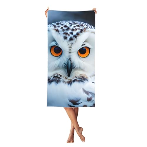 BBEXJIGY Snowy Owl Eyes Print Quick Dry Beach Towel - Microfiber Travel Pool Bath Camping, Soft Abso