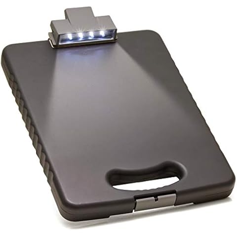 Officemate Deluxe Tablet Clipboard Case with LED Light, 83316, Charcoal Cover