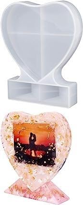 peacora heart photo frame resin mould | love picture frames silicone epoxy casting mould - silicon moulds for resin art kit - diy resin moulds for craf (white)