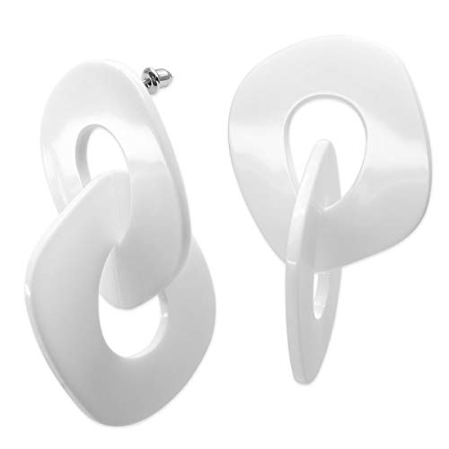 SoulCats® 1 paire de boucles d'oreilles en plastique blanc, look années 80 Cover