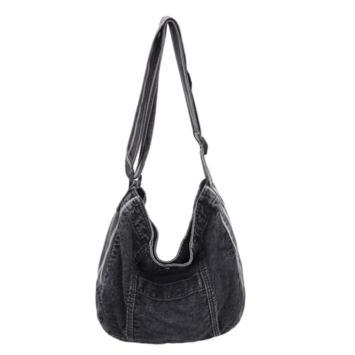 Sac à bandoulière grande capacité en jean avec sangle réglable