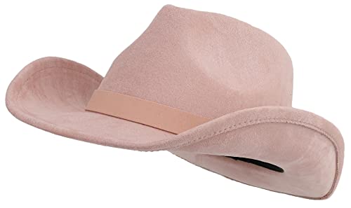 Pro Celia Classic Women Men Western Cowboy Hat Wide Brim Cowgirl Hat (Pink) #TOP1