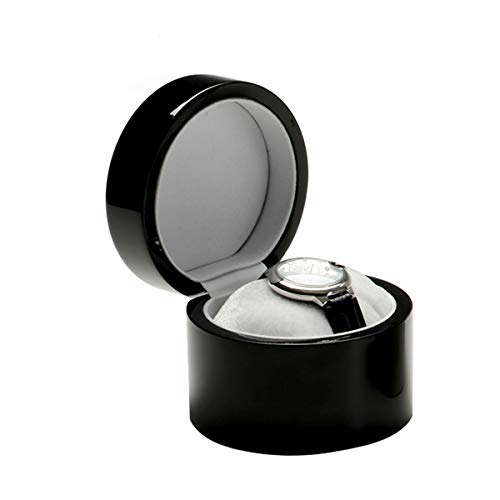 ZCY Single Watch Box Solid Wood Portable Round Piano Paint Watch Storage Box (Color : Black)