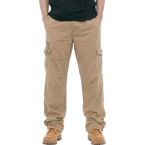 Jogging sport homme coupe droite multi-poches coton rando