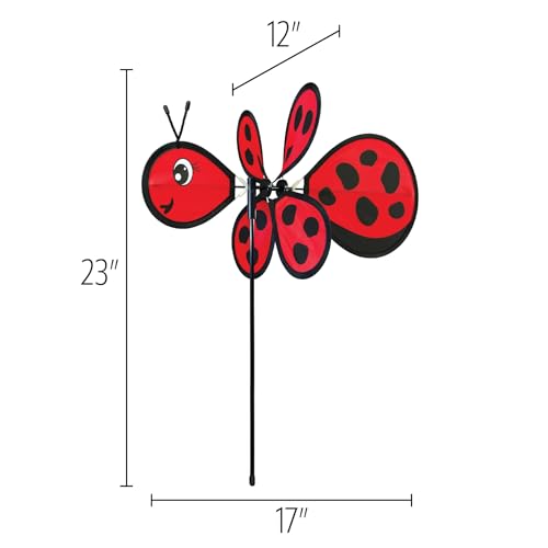 In the Breeze 2802 — Baby Ladybug Ground Spinner — Small Wind Spinner for Gardens, Planters, Flower Pots, Yards